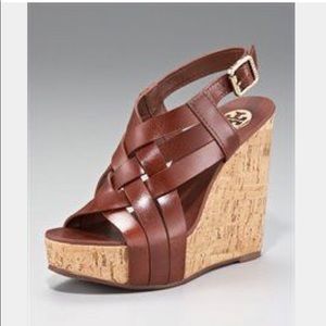 Tory Burch size 8 cork wedge Leather strap